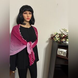 Ombre Pink Lightweight Scarf with Pom Pom Trim 16x60
Scarf/Wrap Fun Casual hobo